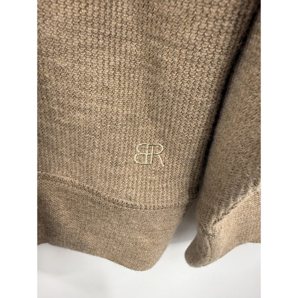 Banana Republic Sweater Mens XL Beige Waffle Quarter Zip Pullover Knit BR Logo - Picture 5 of 9